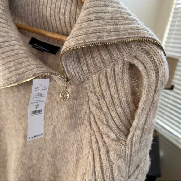 Zip Neck Cable Knit Sweater - Picture 3 of 3